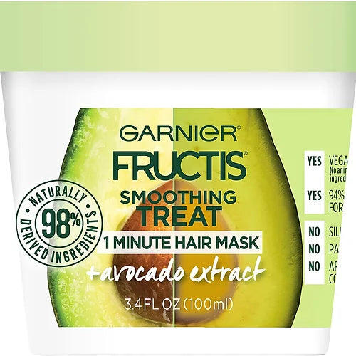 Garnier Fructis Smoothing Treat 1 Minute Hair Mask with Avocado Extract, 3.4 Fl
